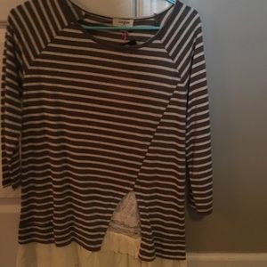New With Tags Striped Boutique Lace Top